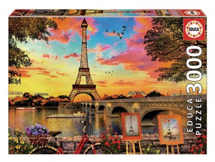 Puzzle Coucher de soleil sur la Tour Eiffel 3000 pieces - Paris et ses symboles, Monument, Peinture - Educa - 17675