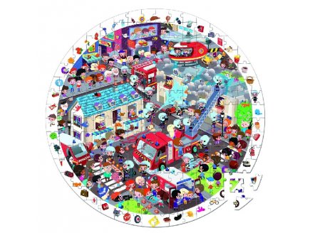 PUZZLE D'OBSERVATION ROND - LES POMPIERS 208 PIECES - JANOD - J02793