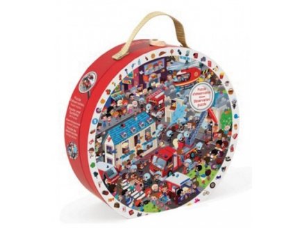 Puzzle d'observation rond - les pompiers 208 pieces - Janod - j02793