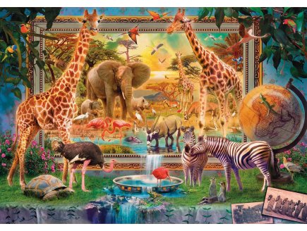 Puzzle de Retour de la Savane : Eléphant Zèbre Girafe Tortue 4000 pièces - Collection animaux savanes - Educa 19285