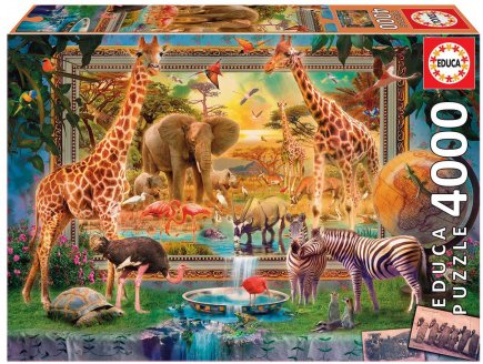 Puzzle de Retour de la Savane : Eléphant Zèbre Girafe Tortue 4000 pièces - Collection animaux savanes - Educa 19285