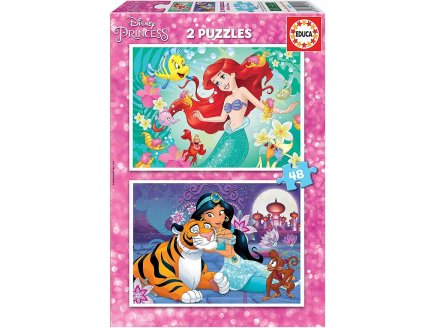 PUZZLE DISNEY : ARIEL LA PETITE SIRENE - JASMINE ET RAJAH - 2 X 48 PIECES - EDUCA - 18213