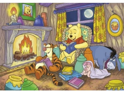 Puzzle disney avec cadre : winnie l'ourson tigrou porcinet et bourriquet au coin du feu 15 pieces - Clementoni