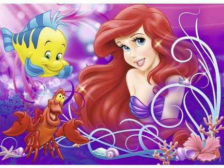 Puzzle disney la petite sirene : ariel avec crabe sebastien et poisson polochon 60 pieces - Nathan - 86634