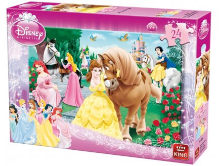 PUZZLE DISNEY LES PRINCESSES FOND DU CHEVAL DANS LE PARC DU CHATEAU 24 PIECES - KING - 5160B