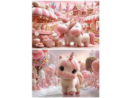 Puzzle Douces licornes rose au pays des bonbons 2 x 48 pièces - Monde Enchanté, magique - Educa - 20504