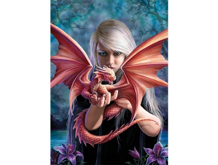 PUZZLE DRAGONKIN 1000 PIECES - ANNE STOKES - COLLECTION DRAGON ROSE ET FEMME - CLEMENTONI - 39640