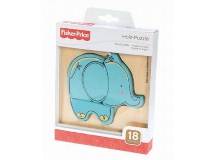 PUZZLE EN BOIS AVEC CADRE : ELEPHANT BLEU 4 PIECES - FISHER PRICE - 32500F