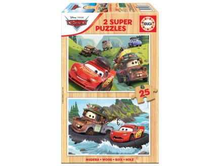 PUZZLE EN BOIS CARS : FLASH MCQUEEN ET MARTIN 2 X 25 PIECES - EDUCA - 18877