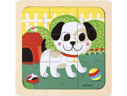 PUZZLE EN BOIS CHIEN TITUS 9 PIECES - PUZZLE AVEC CADRE ET SUPPORT IMPRIME