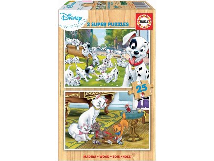 PUZZLE EN BOIS DISNEY 101 DALMATIENS - ARISTOCHATS : CHAT MARIE 2 X 25 PIECES - EDUCA - 18082