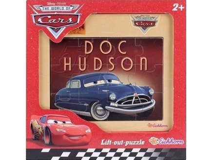 Puzzle en bois - disney cars : voiture doc hudson 12 pieces - Puzzle avec cadre - Enfant