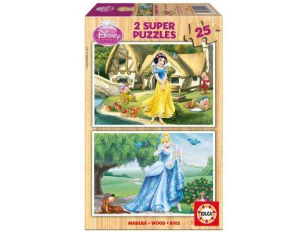 PUZZLE EN BOIS DISNEY CENDRILLON & BLANCHE-NEIGE 2 X 25 PIECES - EDUCA - 15591