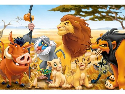 Puzzle en bois disney : roi lion simba nala timon pumbaa - livre de la jungle : baloo mowgli 2 x 50 pieces - educa - 13144