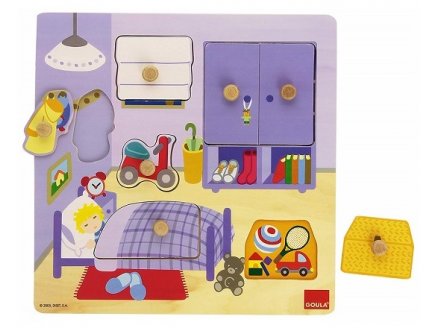 PUZZLE EN BOIS ENCASTREMENT CHAMBRE D'ENFANT 7 PIECES - GOULA - 53034