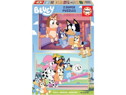 PUZZLE EN BOIS LA FAMILLE DE CHIEN DE BLUEY 2 X 25 PIECES - EDUCA - 19407