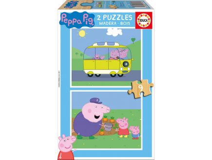 PUZZLE EN BOIS PEPPA LE COCHON / PIG 2 X 9 PIECES - EDUCA - 17156