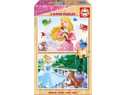 PUZZLE EN BOIS PRINCESSE CENDRILLON ET AURORE 2 X 16 PIECES - EDUCA - 17163