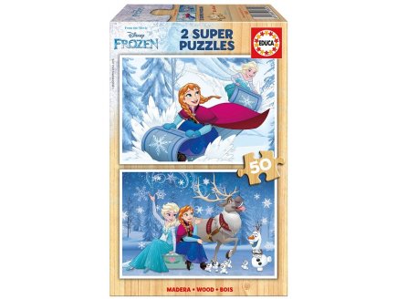 PUZZLE EN BOIS REINE DES NEIGES 2 X 50 PIECES - EDUCA - 16802