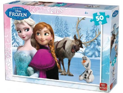 PUZZLE ENFANT DISNEY LA REINE DES NEIGES AVEC ELSA OLAF ET SVEN 50 PIECES - KING - 5315A