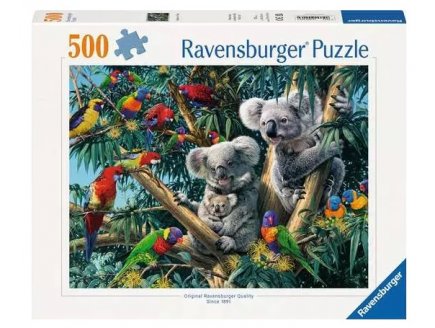 Puzzle famille de koalas et perroquets dans l'arbre 500 pieces - collection animaux - Ravensburger - 14826