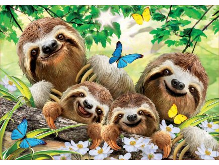 PUZZLE FAMILLE DE PARESSEUX DANS LA FORET 500 PIECES - COLLECTION ANIMAUX - EDUCA - 18450