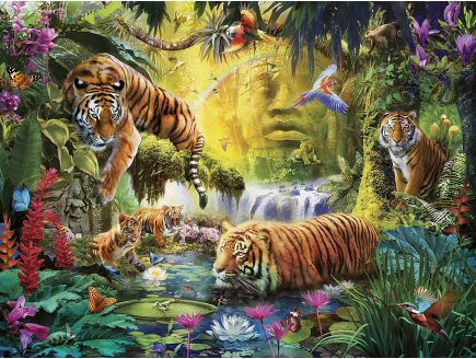 PUZZLE FAMILLE DE TIGRE AU BORD DE LA RIVIERE - 1500 PIECES COLLECTION ANIMAUX SAUVAGES - RAVENSBURGER - 160051