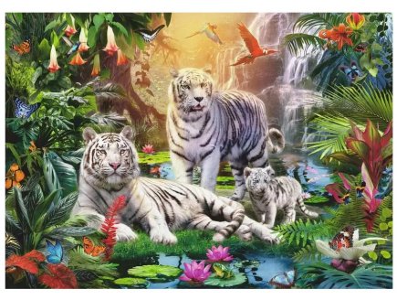 PUZZLE FAMILLE DE TIGRES BLANCS 1000 PIECES - ANIMAUX SAUVAGES - RAVENSBURGER - 19947