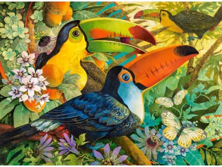 PUZZLE FAMILLE DE TOUCANS DANS LES ARBRES 3000 PIECES - COLLECTION ANIMAUX ET OISEAUX