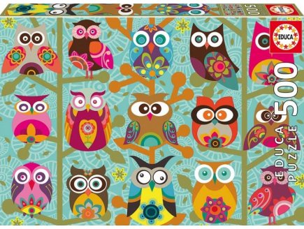 Puzzle hiboux rigolo sous toutes leurs formes 500 pieces - collection smileys - Educa - 19006