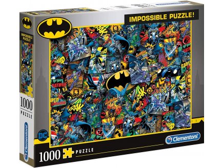 Puzzle impossible batman : jocker robin batmobile 1000 pieces - collection super heroes dc - Clementoni 39575