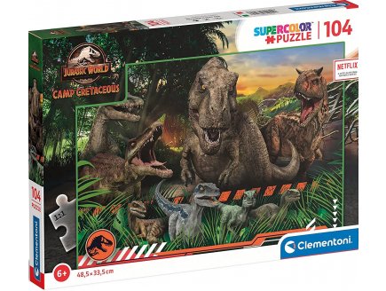 PUZZLE JURASSIC WORLD - DINOSAURE T-REX - VELOCIRAPTOR - 104 PIECES - COLLECTION DINO - CLEMENTONI - 27545