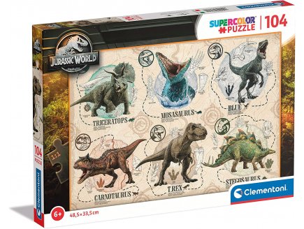 Puzzle jurassic world : les dinosaures - 104 pieces - collection animaux prehistoriques - dino - Clementoni - 27179