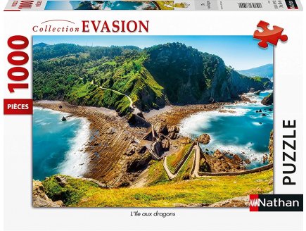 Puzzle l'ile aux dragons 1000 pieces - collection evasion - Nathan -  876310