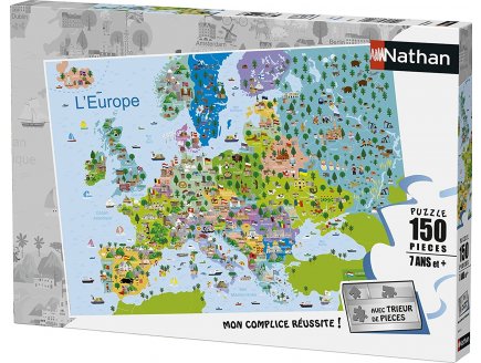 PUZZLE LA CARTE DE L'EUROPE ILLUSTREE - 150 PIECES - COLLECTION GEOGRAPHIE-  NATHAN - 868353