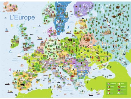 Puzzle la carte de l'europe illustree - 150 pieces - collection geographie-  Nathan - 868353