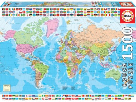 PUZZLE LA CARTE DU MONDE 1500 PIECES - COLLECTION PAYS - PLANISPHERE - EDUCA - 18500