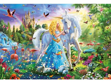 PUZZLE LA PRINCESSE ET LA LICORNE BLANCHE DANS LA FORET 1000 PIECES - COLLECTION MONDE FANTASTIQUE - EDUCA 17654