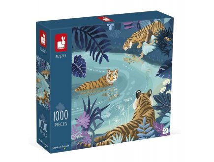 Puzzle le bain des tigres au clair de lune 1000 pieces - animaux de la jungle - Janod - j02511