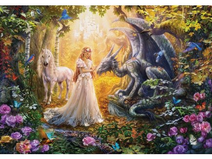 PUZZLE LE DRAGON LA PRINCESSE ET LA LICORNE - 1500 PIECES - COLLECTION ANIMAUX FANTASTIQUE - EDUCA - 17696 