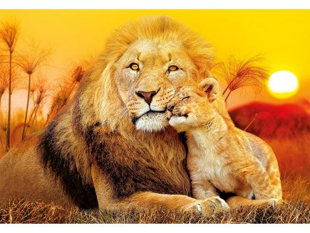 PUZZLE LE LION ET LE LIONCEAU - 180 PIECES - COLLECTION ANIMAUX SAUVAGES - CLEMENTONI - 29785