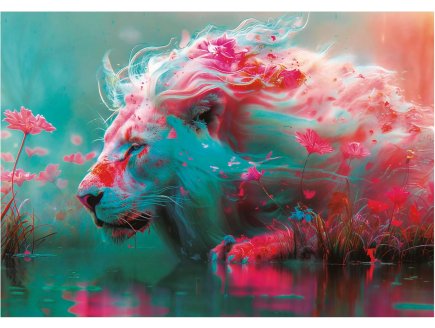PUZZLE LE LION ROI DES ROSES 1000 PIECES - COLLECTION PAYSAGE ET ANIMAUX SAUVAGES - EDUCA - 20235