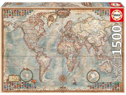Puzzle le monde carte politique 1500 pieces - collection pays - Educa - 16005