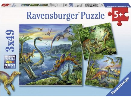 PUZZLE LE MONDE DES DINOSAURES 3 X 49 PIECES - RAVENSBURGER DINO - 09317