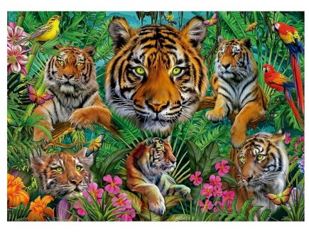 PUZZLE LE PARADIS TROPICAL DES TIGRES 500 PIECES - ANIMAUX SAUVAGES - EDUCA - 19902