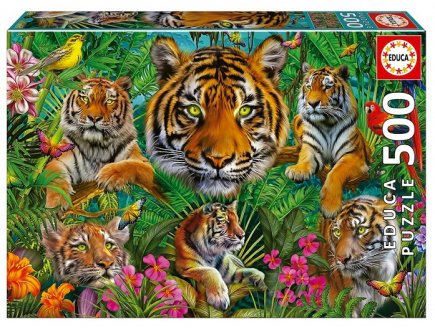 Puzzle le paradis tropical des tigres 500 pieces - animaux sauvages - Educa - 19902