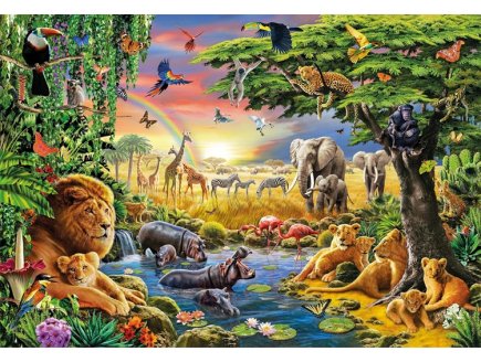 Puzzle Le R�gne animal 2000 pi�ces - Animaux sauvages, Savane africaine - Clementoni - 32081