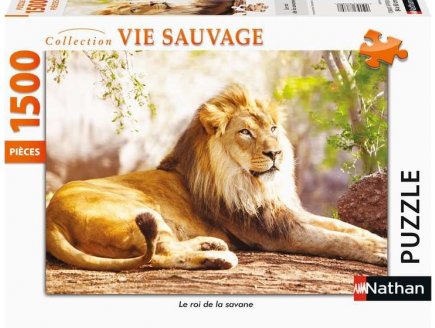 Puzzle le roi des animaux : lion couche - 1500 pieces collection vie sauvage - Nathan - 87815
