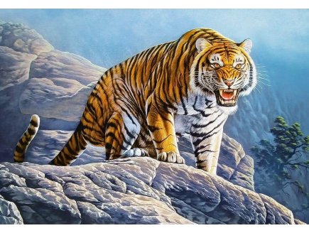 PUZZLE LE TIGRE DU BENGALE SUR LE ROCHER 500 PIECES - COLLECTION ANIMAUX SAUVAGES