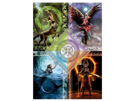 PUZZLE LES 4 ELEMENTS DE LA MAGIE, ANNE STOKES 1500 PIECES - ASTROLOGIE, ZODIAQUE - EDUCA - 19941